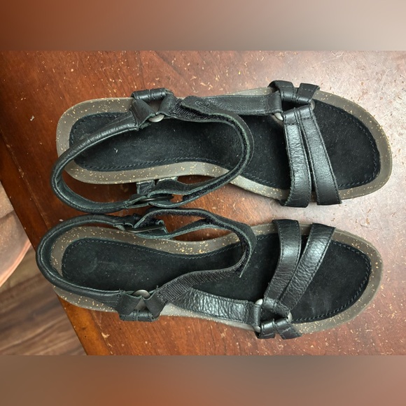 Teva cabrillio 9.5 black platform slingback Ventura cork wedge quality vacation - Picture 1 of 7